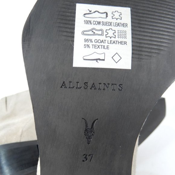 All Saints Lenora Heeled Ankle Boots Size 37 6.5 7 Stone Suede Leather NEW $349 - Picture 12 of 15